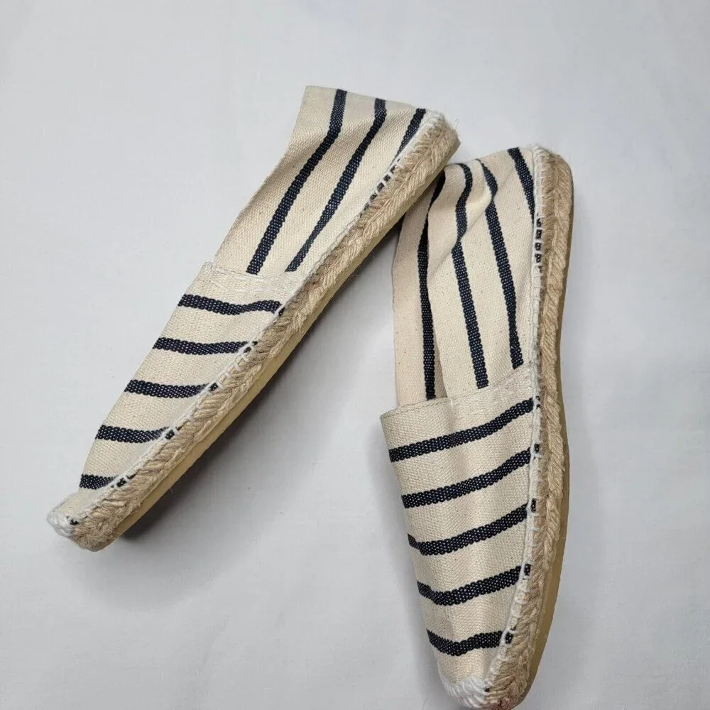 2 Espadrilles From Barcelona Artisanal Handmade Nautical Stripe Flats Size EU 40